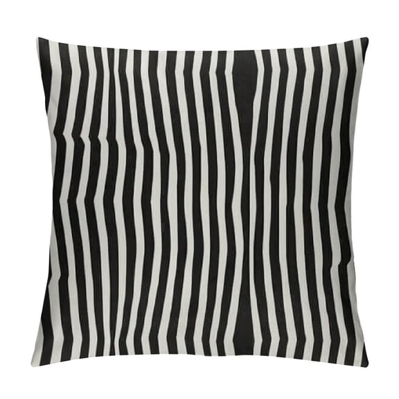 Creowell Abstract Throw Pillow Cushion Cover,Geometric Trippy Lines Minimalist Urban Contemporary Style Geometric Art Deco, Zippered Double-Side Digital Print Decor, Black and Cream