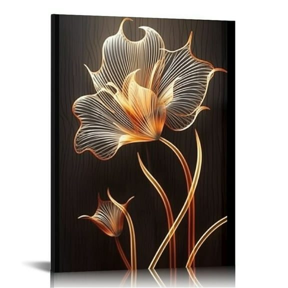 Creowell  Abstract Wall Art Brown Flowers Canvas Pictures Contemporary Minimalism Abstract Flower Artwork for Bedroom Bathroom Living Room Wall Decor 16x20 in/12x16 in