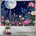 thumbnail image 1 of Creowell  Aesthetic Moon Flower Tapestry, Starry Sky Plant Floral Tapestry Wall Hanging For Bedroom, Nature Scenery Tapestry Wall Decor  60x50inch, 1 of 6