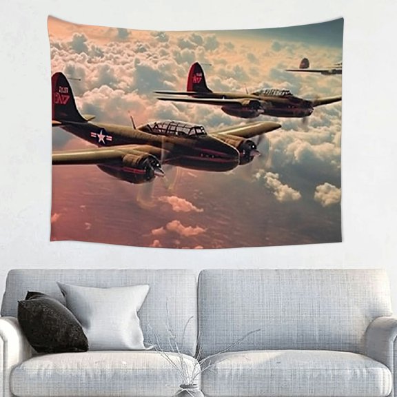 Creowell Airplanes Sky Clouds Wall Art Tapestry 100% Polyester Home Decor 40x30in