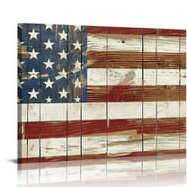Creowell American Flag Canvas Wall Art: USA Flag Picture Star & Stripe Painting Artwork for Living Room Office 20x16in