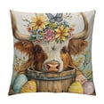 thumbnail image 1 of Creowell AnyDesign Easter Pillow Covers  Watercolor Highland Cow Flowers Throw Pillow Case Seasonal Cute Cow Cushion Cover for Spring Home Sofa Bedroom Decor, 1 of 5