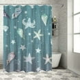 thumbnail image 1 of Creowell  Aqua Shower Curtain, Beach Theme Design Shells Starfishes Flip Flops Glasses Summer Holiday Image, Cloth Fabric Bathroom Decor Set with Hooks, Seafoam and White, 1 of 7