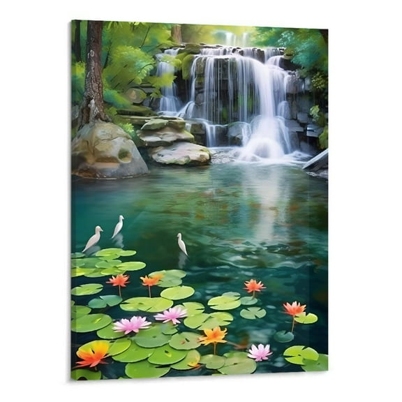 Creowell Art Modern Fall Decor Waterfall Scenery Canvas Wall Art Picture 16x20in