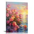 thumbnail image 1 of Creowell  Art Work for Home Walls Roses Lighthouse Seascape Pictures Ship Sea Landscape Paintings Canvas Pink Abstract Modern Artwork Home Decor for Living Room Framed 16x20 in/12x16 in, 1 of 4