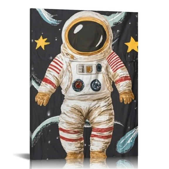 Creowell Astronaut Space Suit Star Wall Decor for Bedroom Kitchen Bathroom Office, Modern Canvas Prints, Home Decor Living Room Art 12x16in