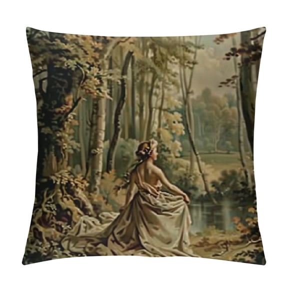 Creowell Aubusson Tapestry French 18Th Century Home Decorative Throw Pillow Cases Sofa Couch Cushion Throw Pillow Covers 18x18in