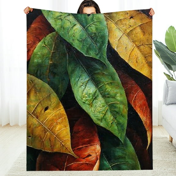 Creowell Autumn Leaf   Throw Blanket   Colorful Textured Leaves Blankets in Artistic Carved Style Soft Cozy   Throws for Nature Lover Bed Sofa Dorm Living Room Fall Decor Gifts 40*50in