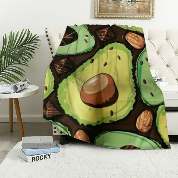Creowell Avocado Toast Blanket Soft Cozy Lightweight Fruit Food Throw Blanket for Couch Sofa Bed Living Room Home Decor for Kids Adults Women Gift White