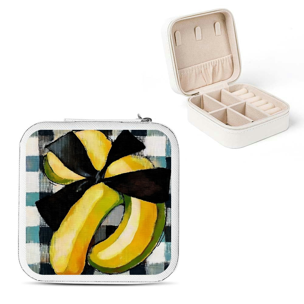 Creowell Bananas Bow Cubism Small Jewelry Box for Women Necklace Ring ...