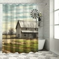 thumbnail image 1 of Creowell Barn Windmill Field Pretty Shower Curtain Set with Hooks 100% Polyester Fiber Washable Bathroom Decor Various Sizes 36x72, 1 of 7