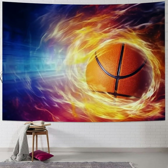 Creowell Basketball Ball Tapestry Wall Decor Blanket for Home Dorm Short Plush Fabric Wall Hanging Multi-functional Decorative Tapestry 40x30inch