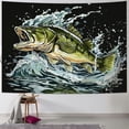 thumbnail image 1 of Creowell Bass Fish Tapestry Wall Hanging Beautiful Sage Color Fish Jumping Out Sea Large Backdrop Thickened Fabric Aesthetic Wall Background Painting, 1 of 6