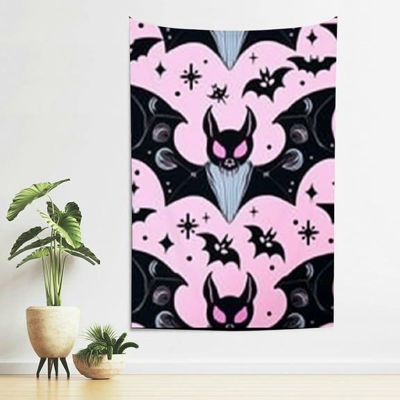 Creowell Bat Pattern Gothic Art Wall Tapestry 100% Polyester Home Decor 40x60in