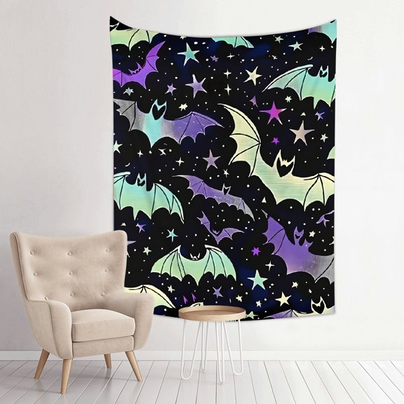 Creowell Bat Stars Moon Tapestry Wall Hanging for Bedroom Living Room 30*40in