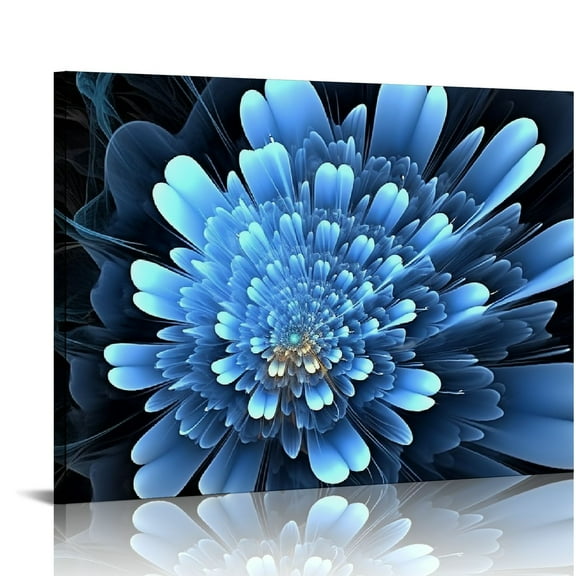Creowell  Bathroom Wall Art/Blue Canvas Flowers/Suitable for, Modern Home, Bedroom, Office Dining Room, Picture on Wall (20x16 in/16x12 in)