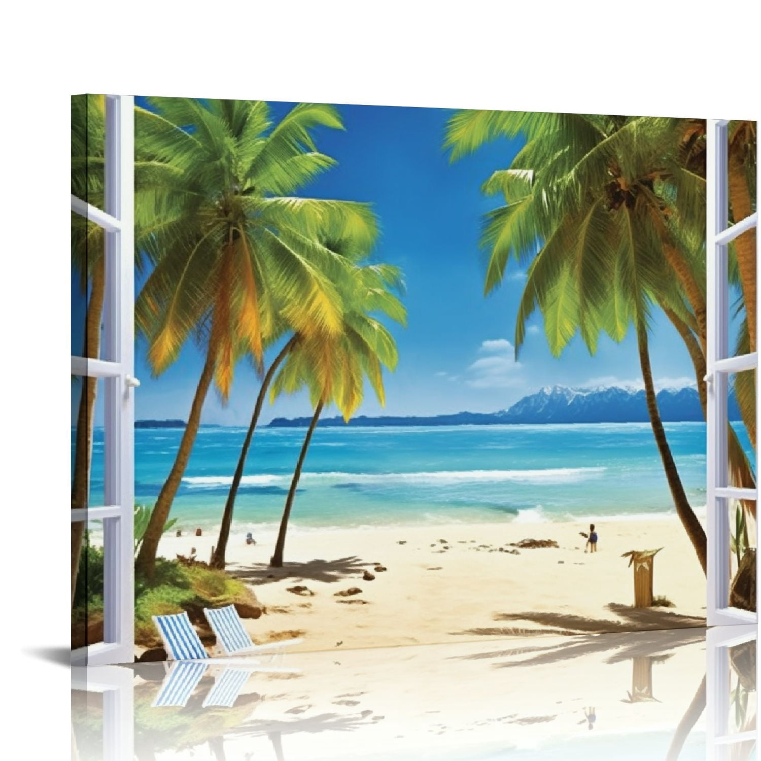 Creowell Beach Bathroom Wall Art Coastal Beach Palm Trees Pictures Wall ...