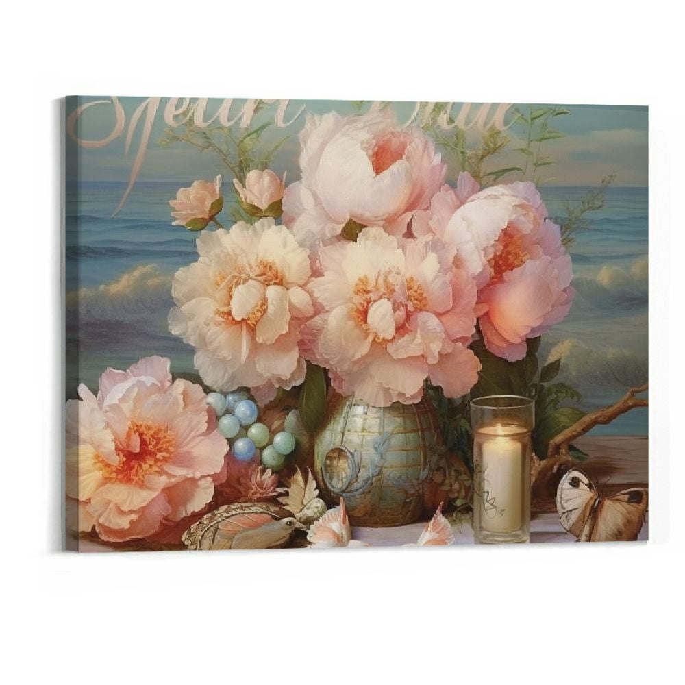 Creowell Beach Flower Bathroom Wall Art Hummingbirds Floral Pictures ...