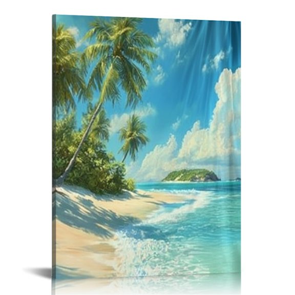 Creowell Beach Palm Trees Clouds Canvas Wall Art Home Decor 12x16 16x20in