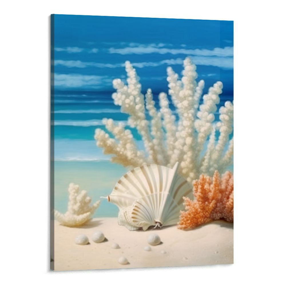 Creowell Beach Pictures Wall Art : Beach Theme Blue Abstract Wall Art Coastal Wall Decor for ...