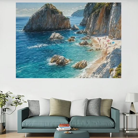 Creowell Beach Rocks People Tapestry Home Decor 100% Polyester Wall Art 60x40in