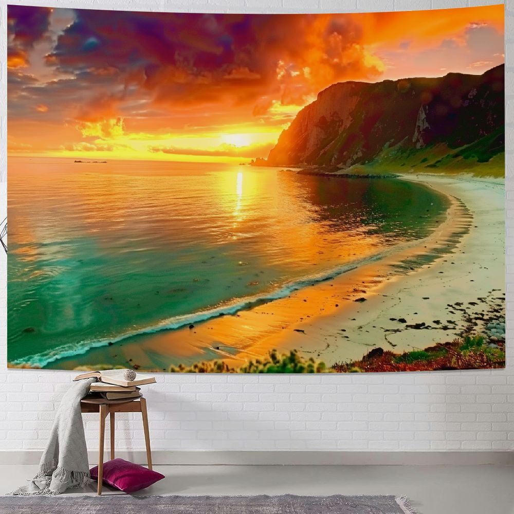 Creowell Beach Sunset Tapestry Forest Nature Landscape Tapestry Wall