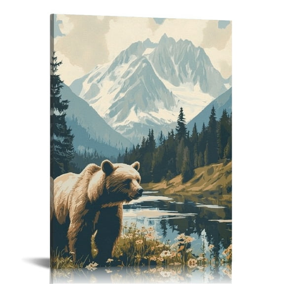 Creowell Bear Mountain Field Art Modern Canvas Prints Wall Decor 12x16in