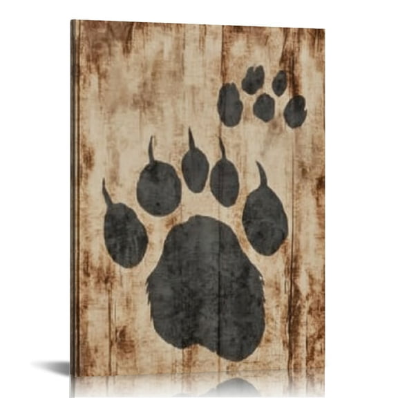 Creowell Bear Paw Prints Canvas Wall Art Decor for Home Living Room Bedroom Office, Perfect Gift for Various Occasions, Easy to Hang and Waterproof, 12x16/16x20 Inches 12x16in