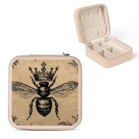 Creowell Bee Crown Anniversaries Gifts Jewelry Box for Necklace, Ring, Earring Storage Pink