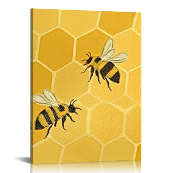 Creowell Bee Honeycomb Pattern Canvas Wall Art Home Decor 12x16 12x16in