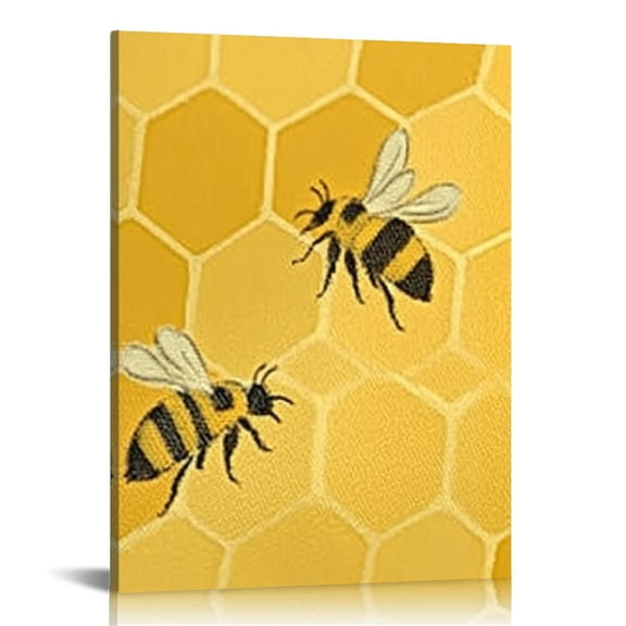 Creowell Bee Honeycomb Pattern Canvas Wall Art Home Decor 12x16 16x20in