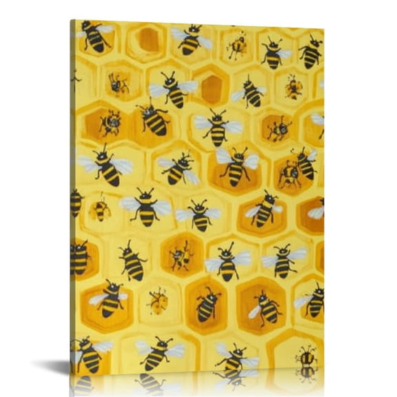 Creowell Bees Beehive Art Modern Canvas Prints Wall Decor for Home Living Room Bathroom Bedroom Office, Perfect Gift Ideas for Various Occasions 16x20in