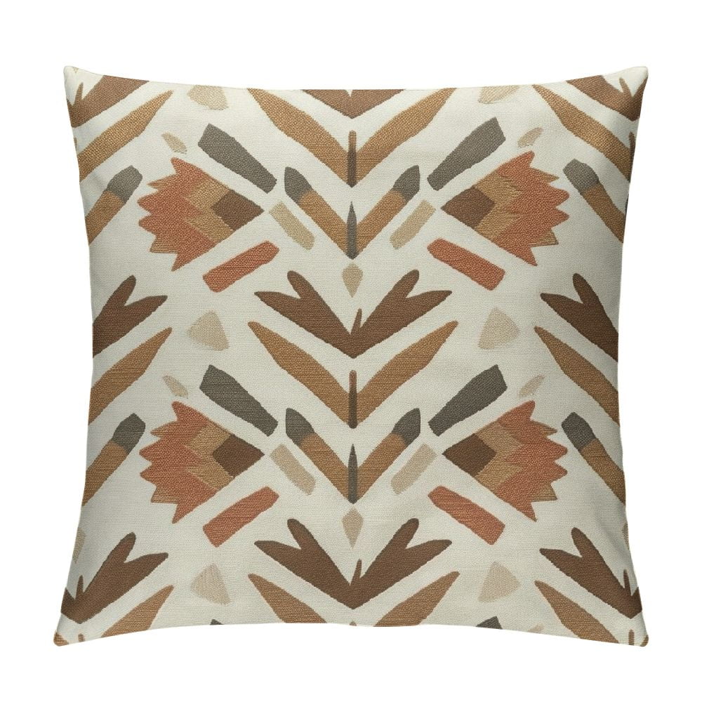 Creowell Beige Aztec Pattern Throw Pillow Cover,Boho Tribal Geometric