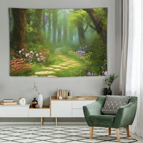 Creowell Big Tree Garden Print Fabric Tapestry Decorative Wall Art Tablecloth for Bedroom Hall Dormitory Living Room Hanging 60x40 Inch 60x40in