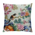 Creowell Bird Flowers Plate Print Pillow Covers for Couch HighQuality