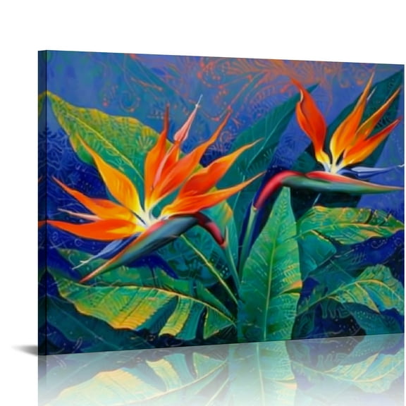 Creowell Bird Of Paradise Flowers Canvas Prints Wall Art Decor 16x12in