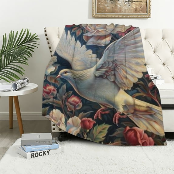 Creowell Bird Throw Blanket Warm Flannel Blanket Soft Warm Printed Blanket for Bed, Couch and Sofa for Kids Teen Young Boys Girls 50x60in