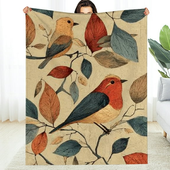 Creowell Birds Blanket, Bird Gifts, Birds-Themed Blanket for Women, Soft Lightweight Throw Blankets for Bed Home Travel Decor 30*40in