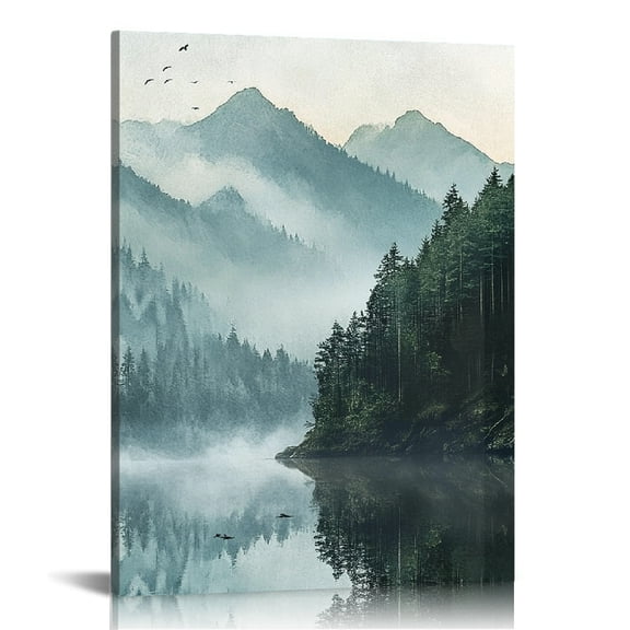 Creowell Birds Fog Wall Decor Canvas Print Ready to Hang 12x16 12x16in