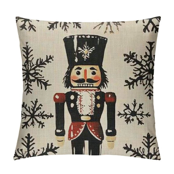 Creowell Black White Nutcrackers Throw Pillow Covers Pillowcases Merry Christmas Decorative Square Pillow Case Cushion Covers for Sofa Couch Outdoor Bed 20x20in
