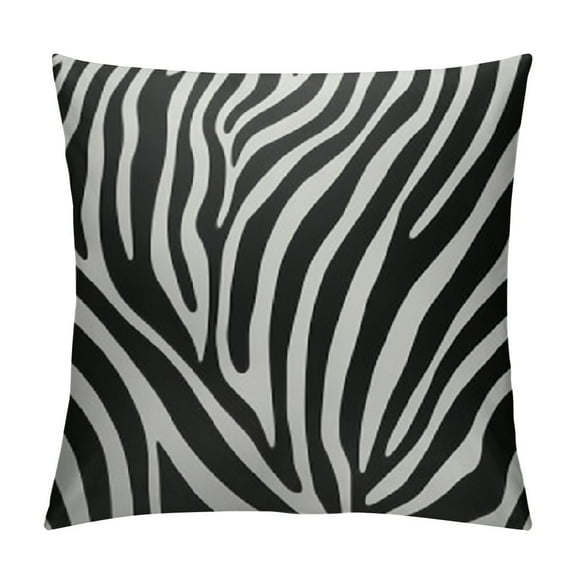 Creowell Black and White Zebra Stripe Print Throw Pillow Cover Zebra Faux Fur Pillow Case,Decorative Leather Pattern Soft Pillowcase Cushion Slip for Western Southwestern Home Decor 12x12in
