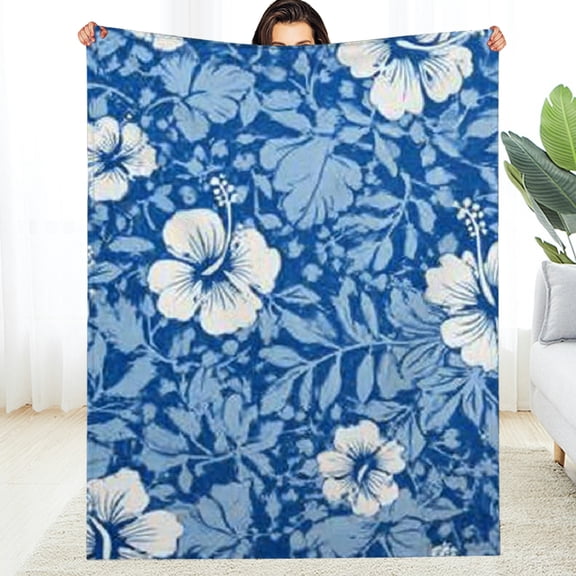 Creowell Blanket Hawaiian Hibiscus Palm Leaf Blankets Warm Lightweight Throw Blanket All-Season for Couch Bed Man Women Girl 30*40in