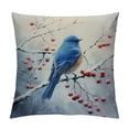 thumbnail image 1 of Creowell Blue Bird Branch Berries Square Throw Pillow Cover Case for Cushions Sofa Bed Outdoor Decoration 1PC 24x24in, 1 of 5