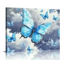 thumbnail image 1 of Creowell  Blue Butterfly Canvas Wall Art Decor Modern Watercolor Butterflies Painting Picture Print for Living Room Bedroom Bathroom Navy Blue Decorations 20x16 in/16x12 in, 1 of 4