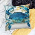 thumbnail image 1 of Creowell   Blue Crab Coastal Premium Indoor/Outdoor Pillow Patio Decor Water Color Nautical Decoration Marine Life Accent Throw Pillow for Couch Sofa Chair   18x18in, 1 of 5