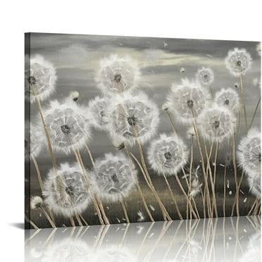 Creowell  Blue Dandelion Wall Art - 20x16 in/16x12 in Canvas Decor for Living Room and Bedroom - Ready to Hang