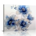 thumbnail image 1 of Creowell  Blue Flower Wall Art for Bathroom Bedroom Living Room Blue and White Wall Decor Floral Painting Canvas Print Picture for Home Decor Framed Artwork Ready to Hang 20x16 in/16x12 in, 1 of 4