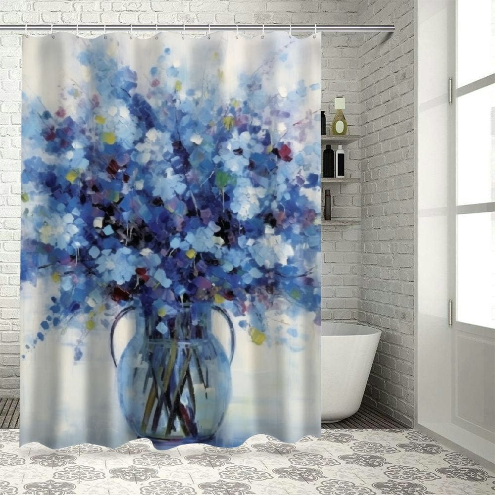 Blue Flower Shower Curtain