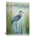 thumbnail image 1 of Creowell Blue Heron Standing on The Lake Bird Animal Poster Canvas Print Painting Picture Wall Art Home Hallway Bedroom Living Room Decor (16x20 in/12x16 in), 1 of 4