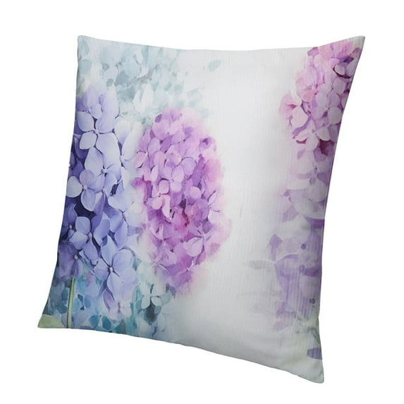 Creowell Blue and Purple Pastel Flower Hydrangea Floral Blossom Reversible Throw Pillow Covers Decorate Home Living Room Girls Room, Spring Summer Cottagecore Pillowcase